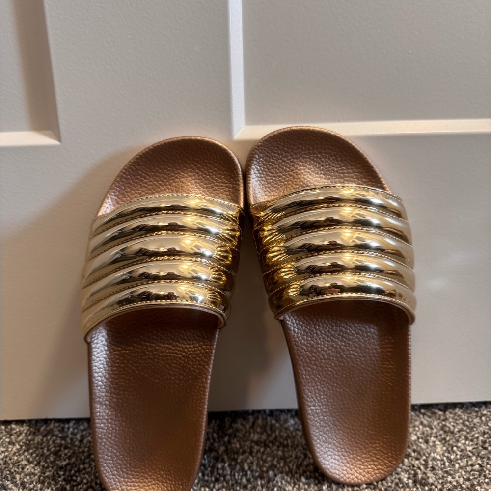 Gold Slide Sandals
